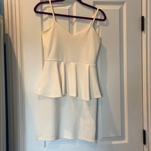 White peplum cocktail dress